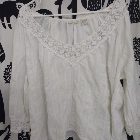 White cotton embroidered lace shirt - Picture 1 of 7